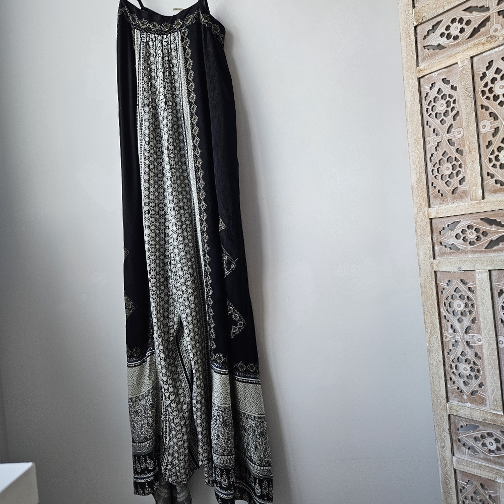 Free People Hazel Black & Wite Mixed Print Overall Wide Leg One-Piece - Picture 13 of 15